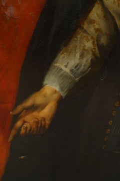 English Oil Painting Portrait of a 17th Century Man in Black Cape