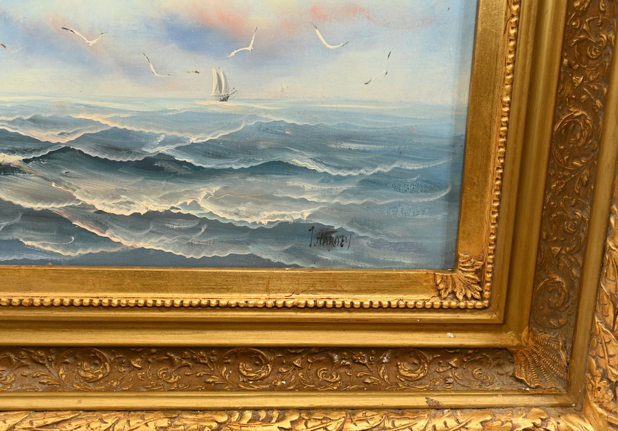 English Oil Painting Ship Sea Scape Maritime Art For Sale 3