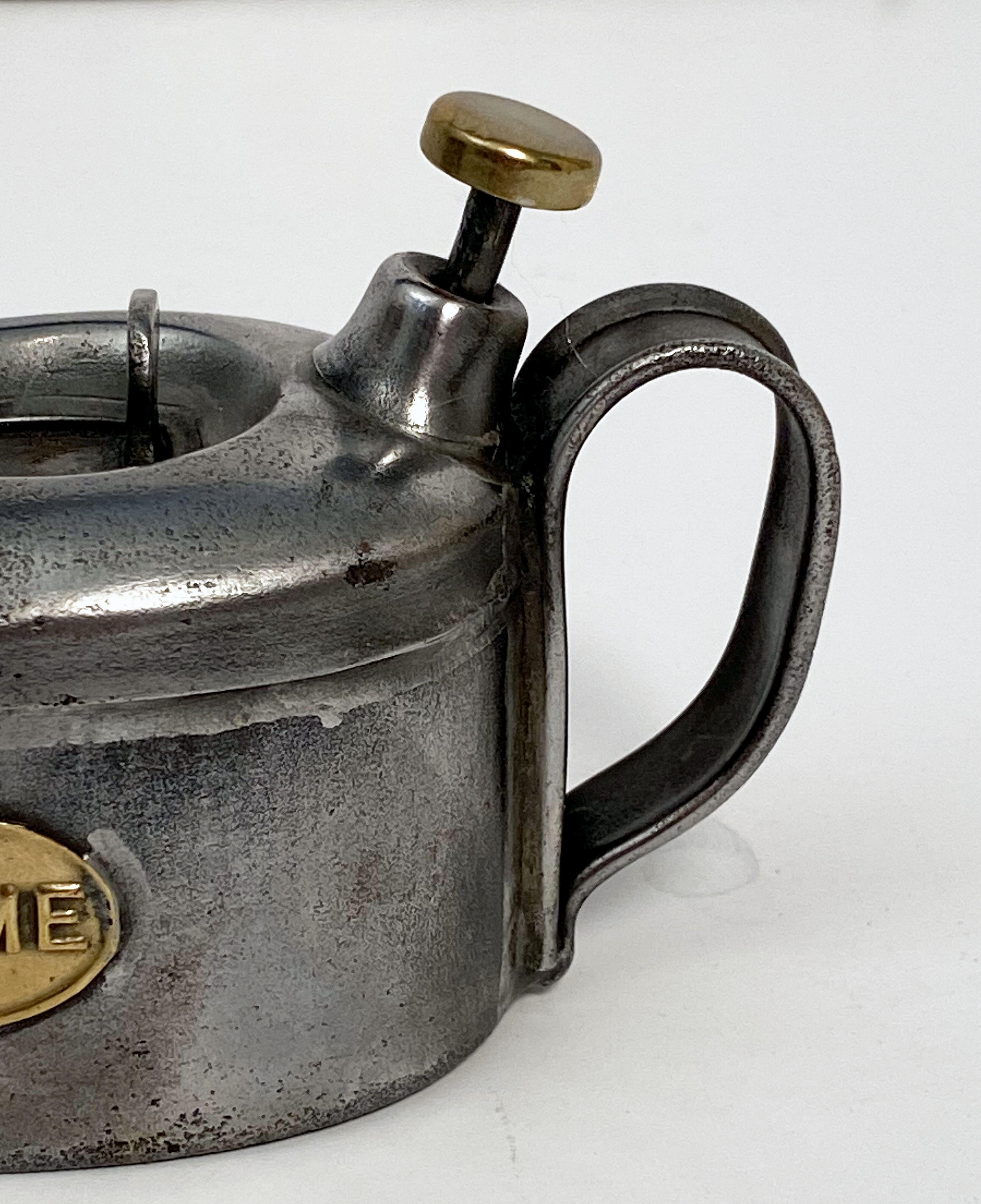 English Oilcan or Cannister of Steel and Brass by Braime For Sale 1