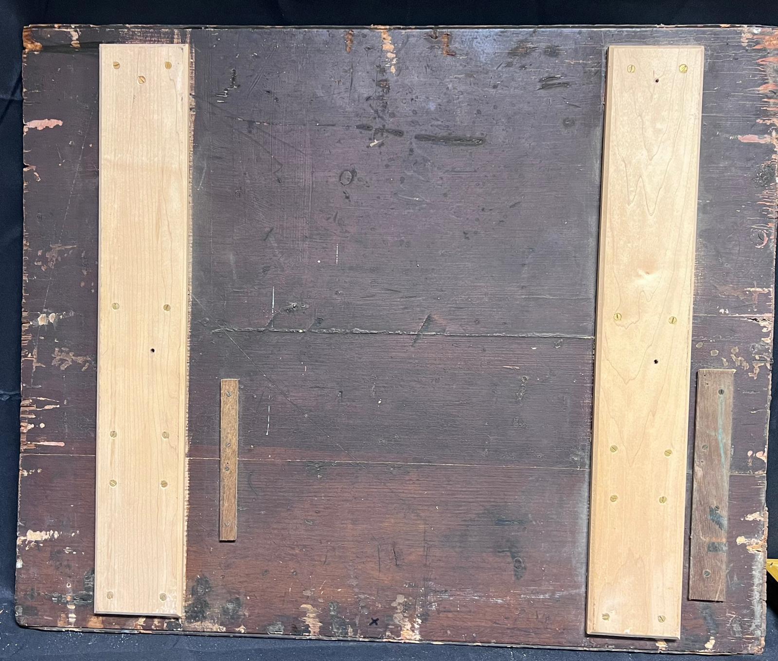 Dipinto a olio su pannello di Wood del XVIII secolo, Marin, Barche da pesca e mare in tempesta in vendita 1