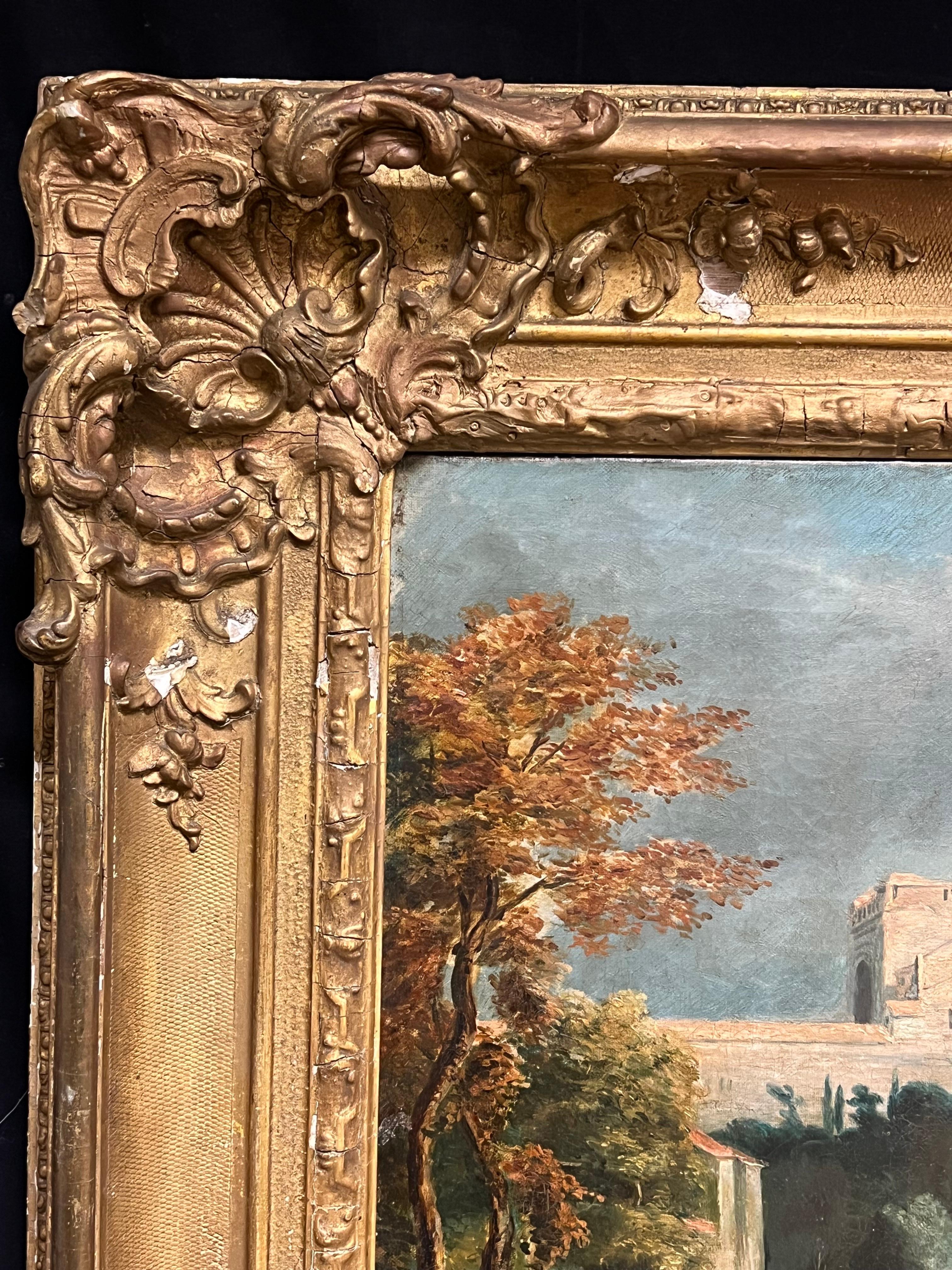 Antike englische Grand Tour Alter Meister Ölfiguren, Grand Tour  Klassische arkadische Landschaft im Angebot 8