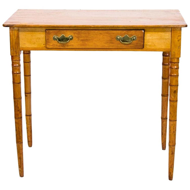 English One-Drawer Pine Faux Bamboo Side Table at 1stDibs