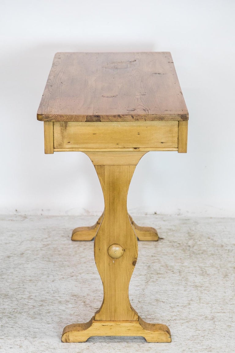 English One Drawer Stretcher Pine Table For Sale at 1stDibs