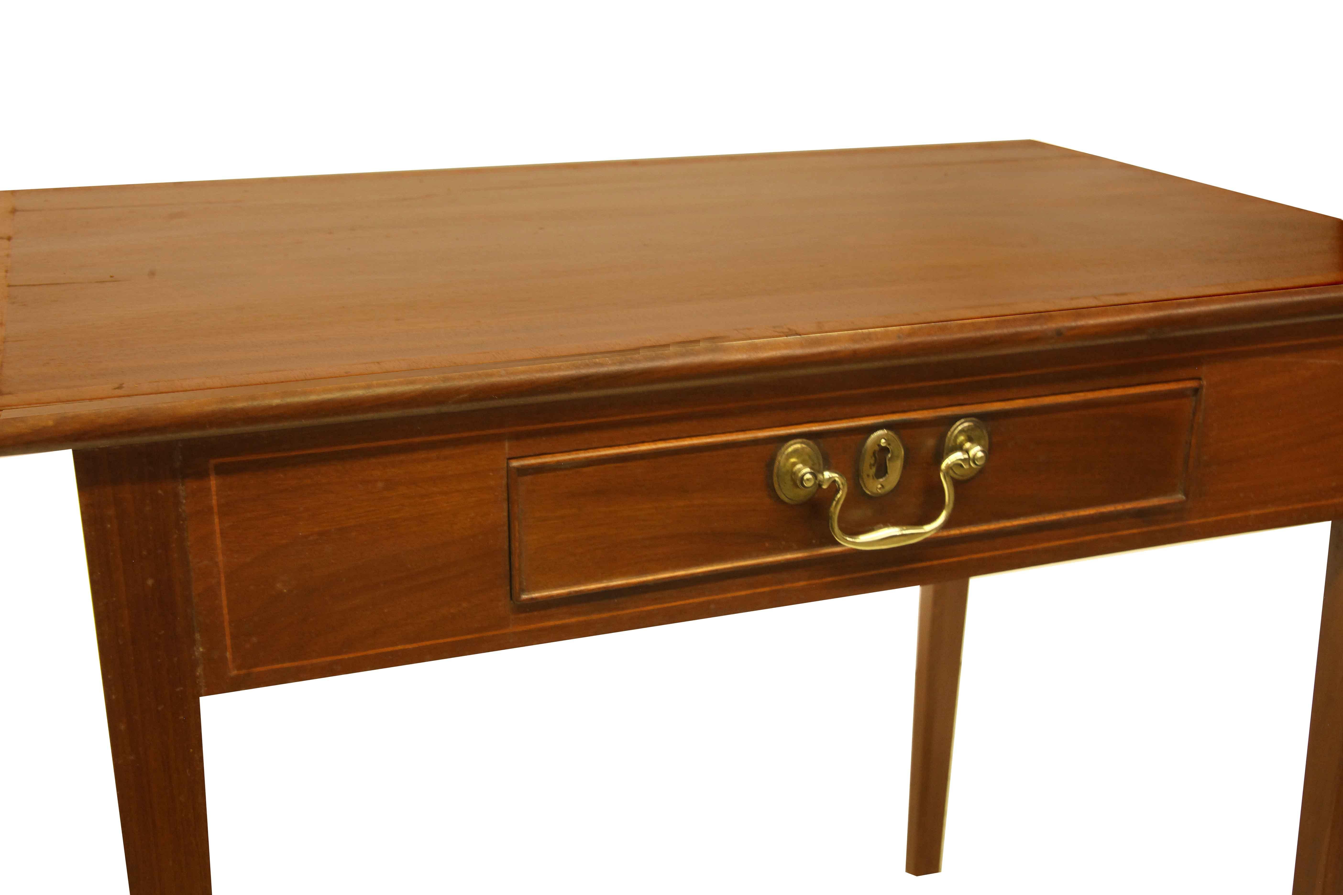 Brass English One Drawer Table For Sale