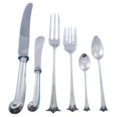 English Onslow by Worcester Sterling Silver Dinner Flatware Set Service 59 pcs