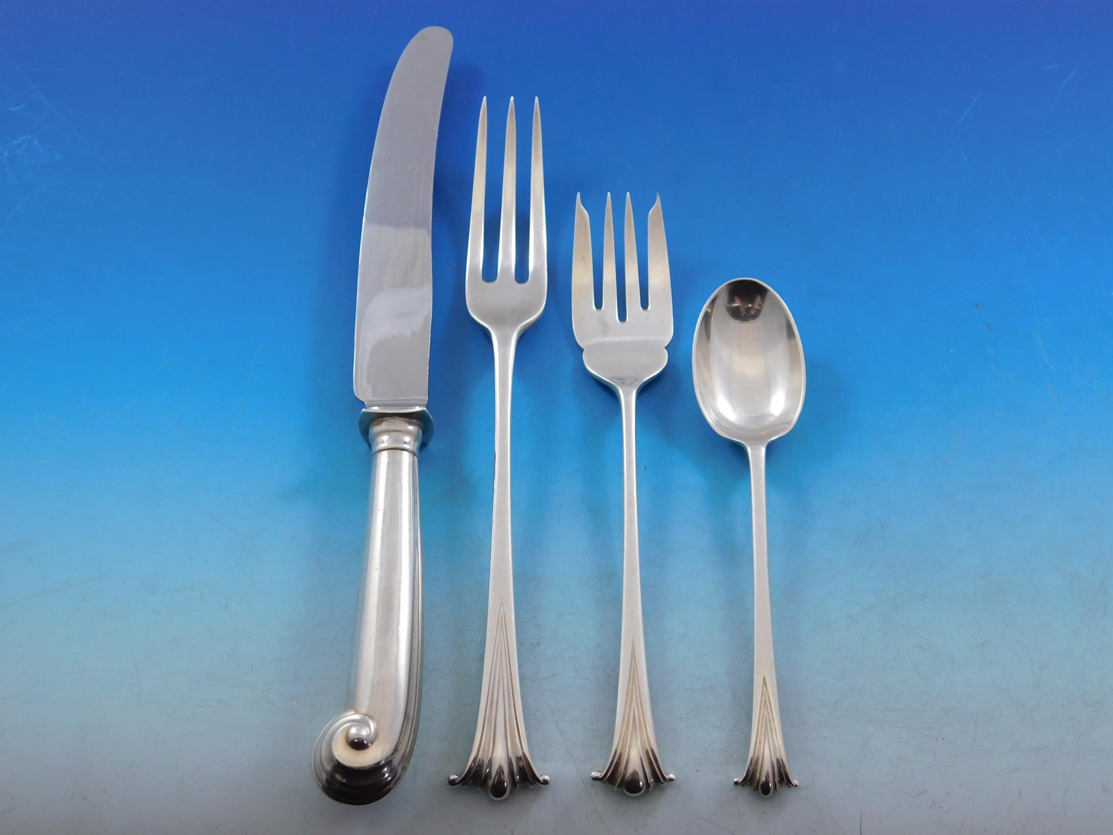 English Onslow by Worcester Sterling Silver Dinner Flatware Set Service 75 Pcs In Excellent Condition In Big Bend, WI