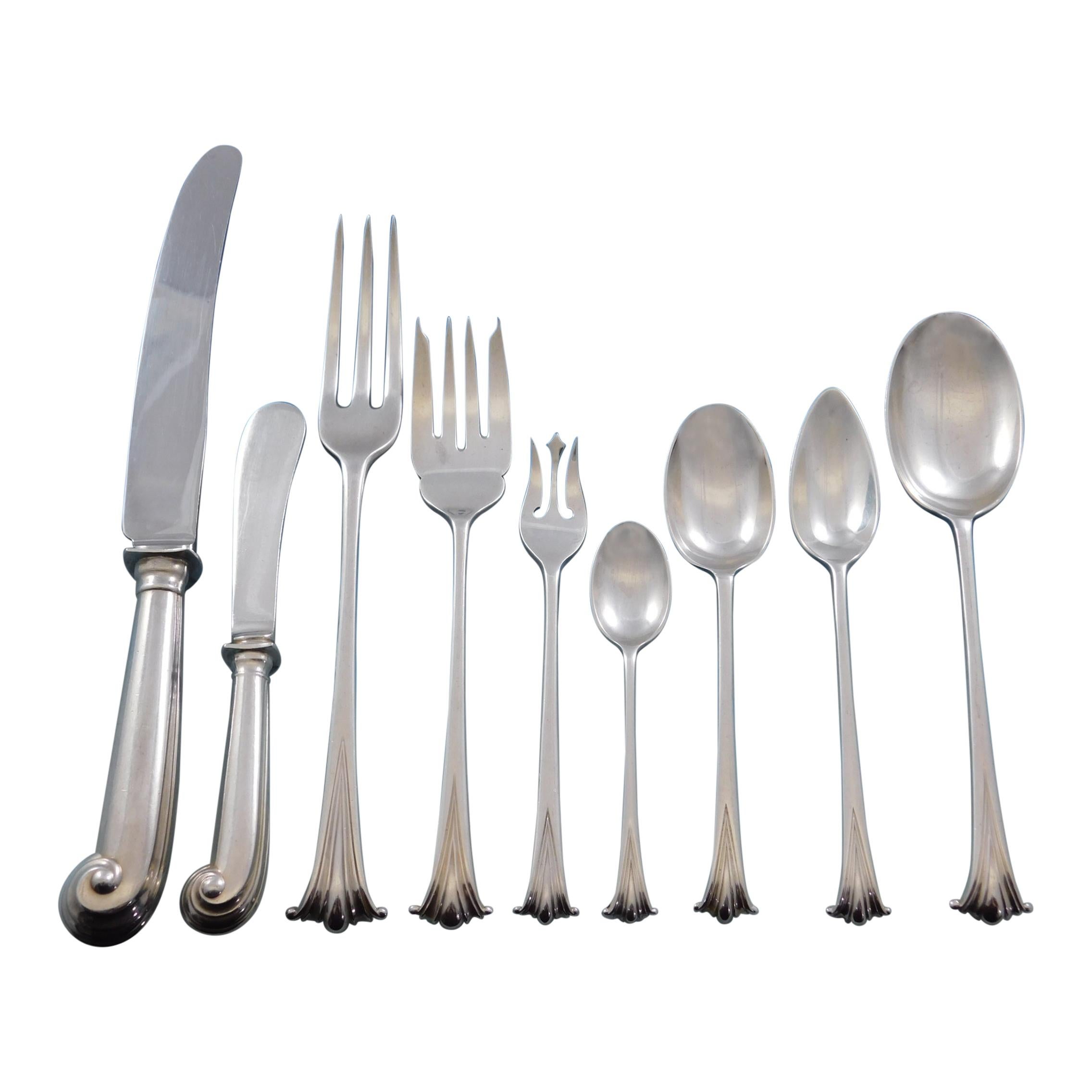 English Onslow by Worcester Sterling Silver Dinner Flatware Set Service 75 Pcs For Sale