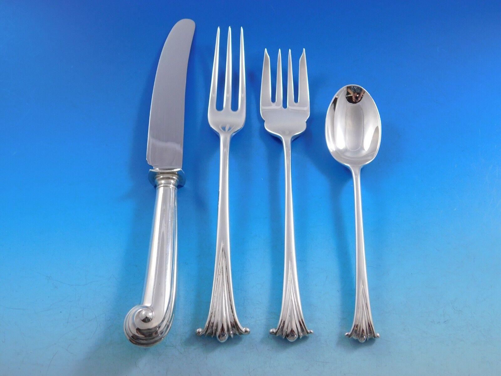 English Onslow by Worcester Sterling Silver Flatware Set for 12 Service 70 pcs In Excellent Condition In Big Bend, WI