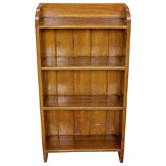 English Open Bookcase Bookshelves Carved Solid Beechwood Arts Crafts