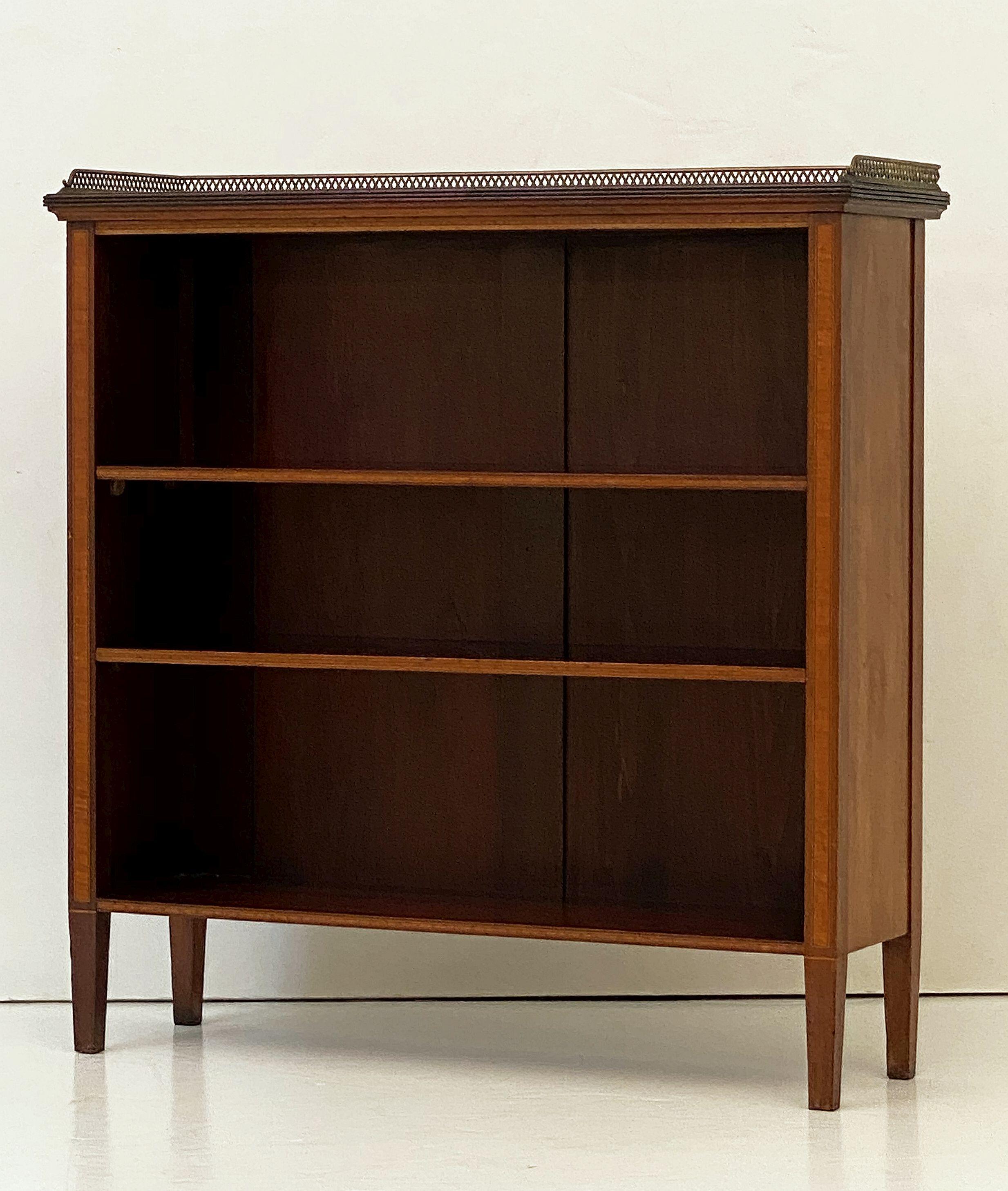 Wood English Open Bookcase of Inlaid Mahogany from the Edwardian Period