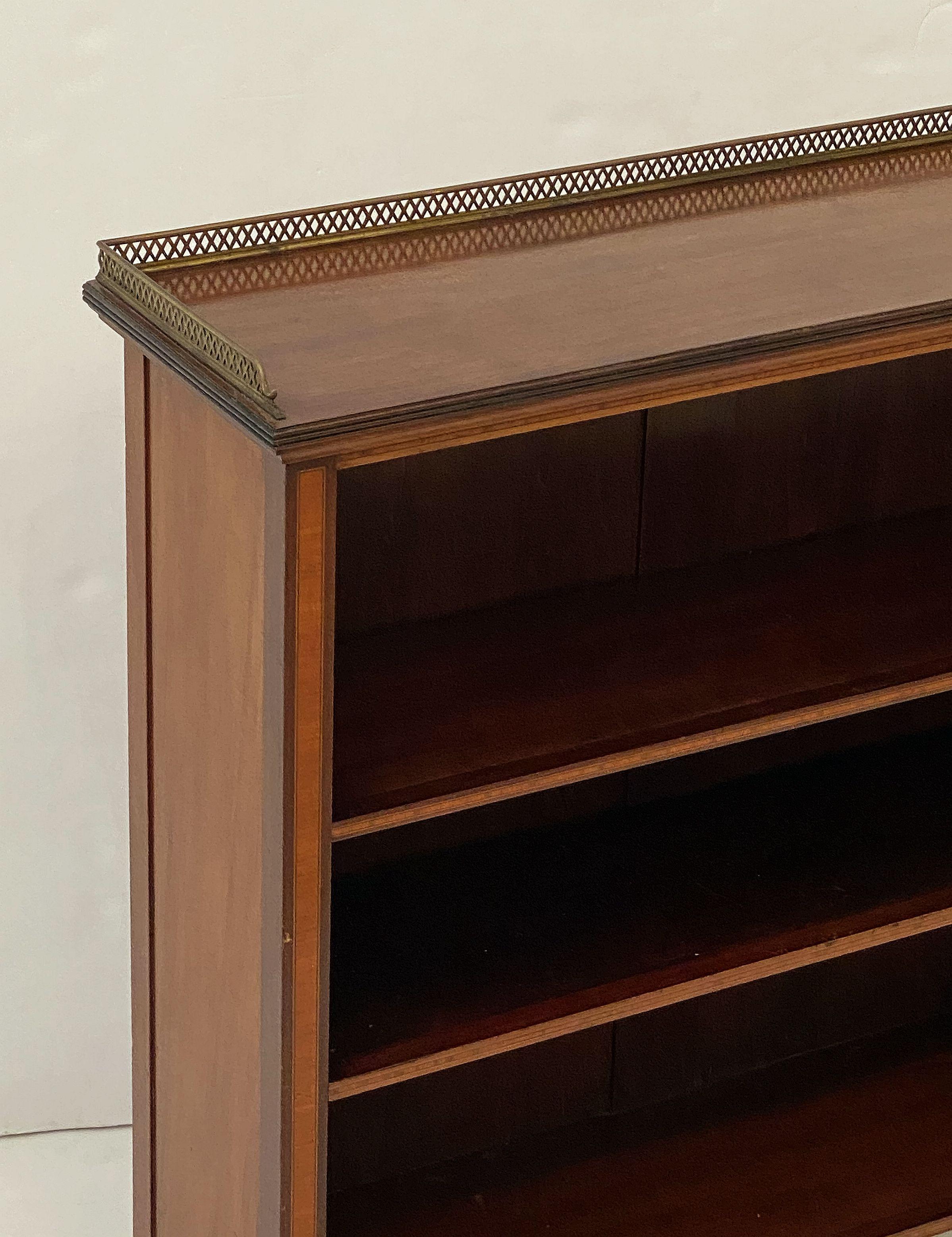 English Open Bookcase of Inlaid Mahogany from the Edwardian Period 2