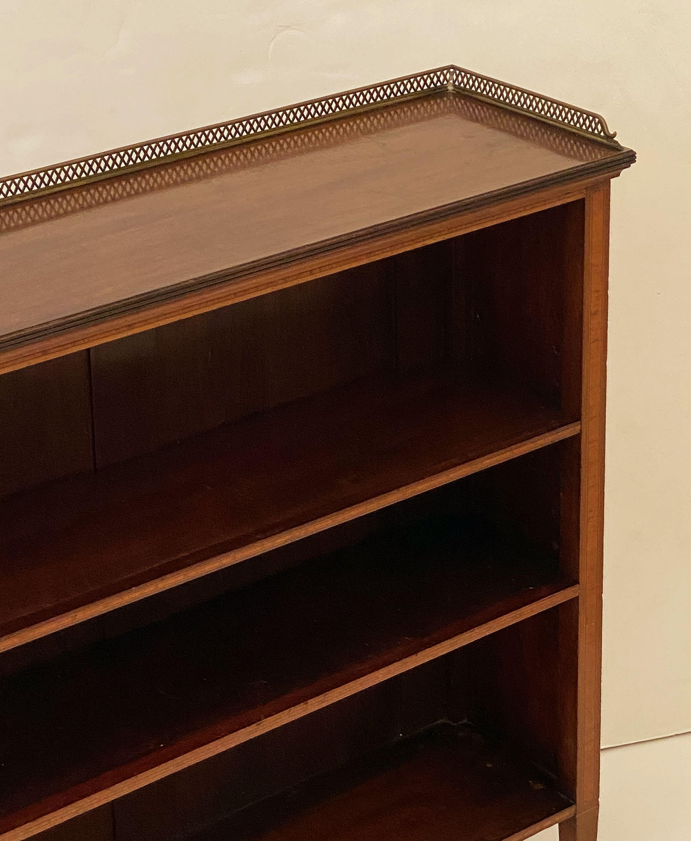 English Open Bookcase of Inlaid Mahogany from the Edwardian Period 3