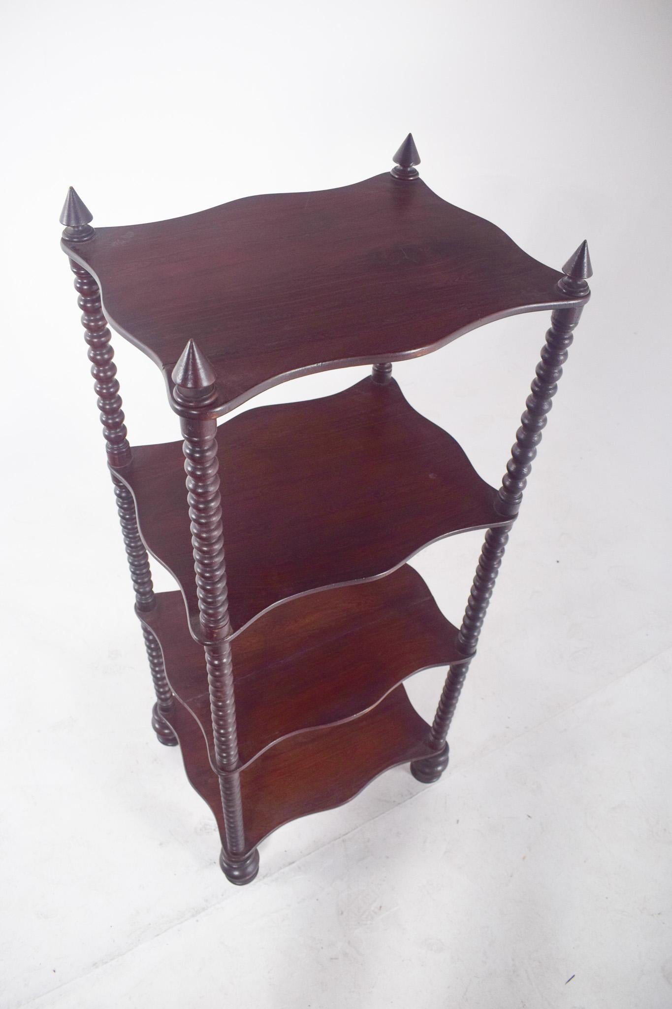 Wood English Open Bookcase with Columns For Sale