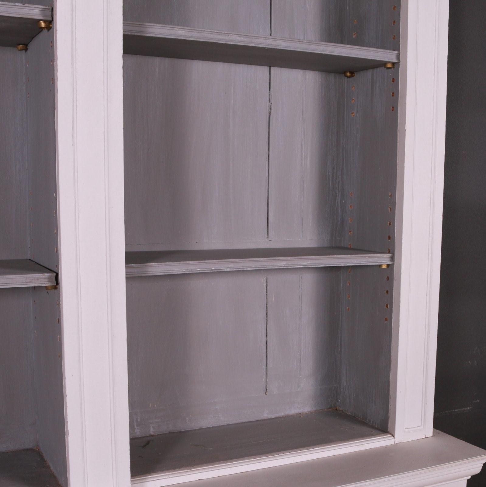 Painted English Open Breakfront Bookcase