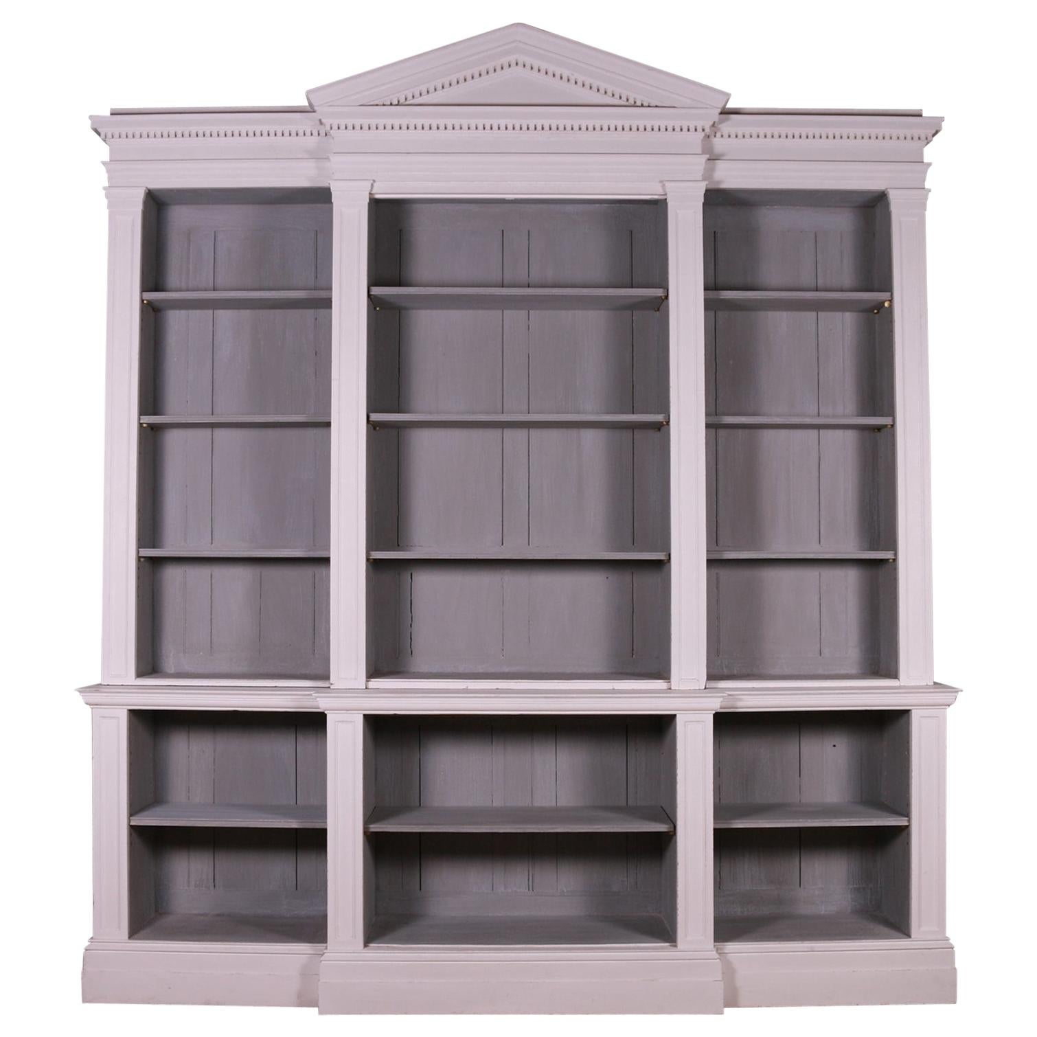 English Open Breakfront Bookcase