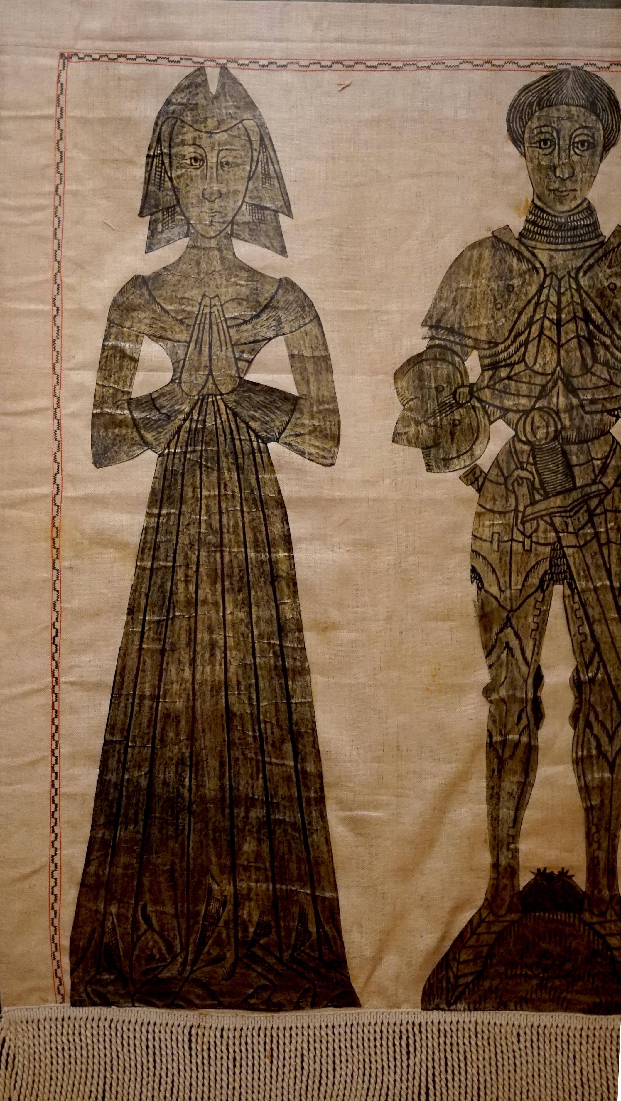 19th Century English or Continental Gothic Revival Rubbing of Knight and Lady For Sale