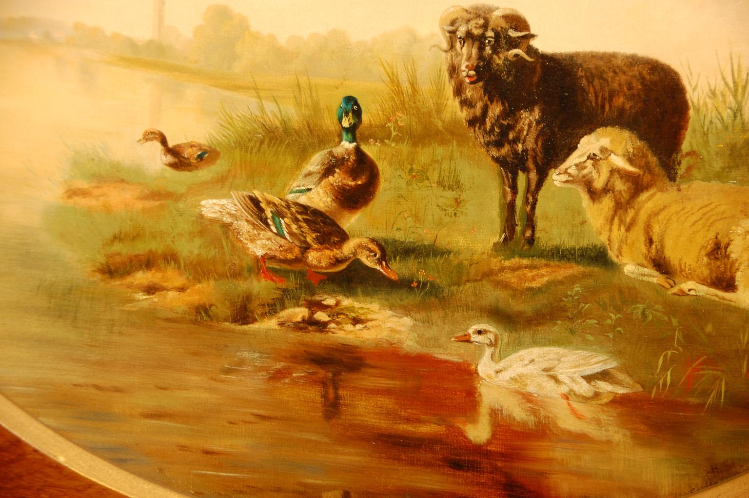 Englisches oder niederländisches Original-Ölgemälde auf Leinwand, 19. Jahrhundert, „At the Water's Edge“ (Viktorianisch) im Angebot