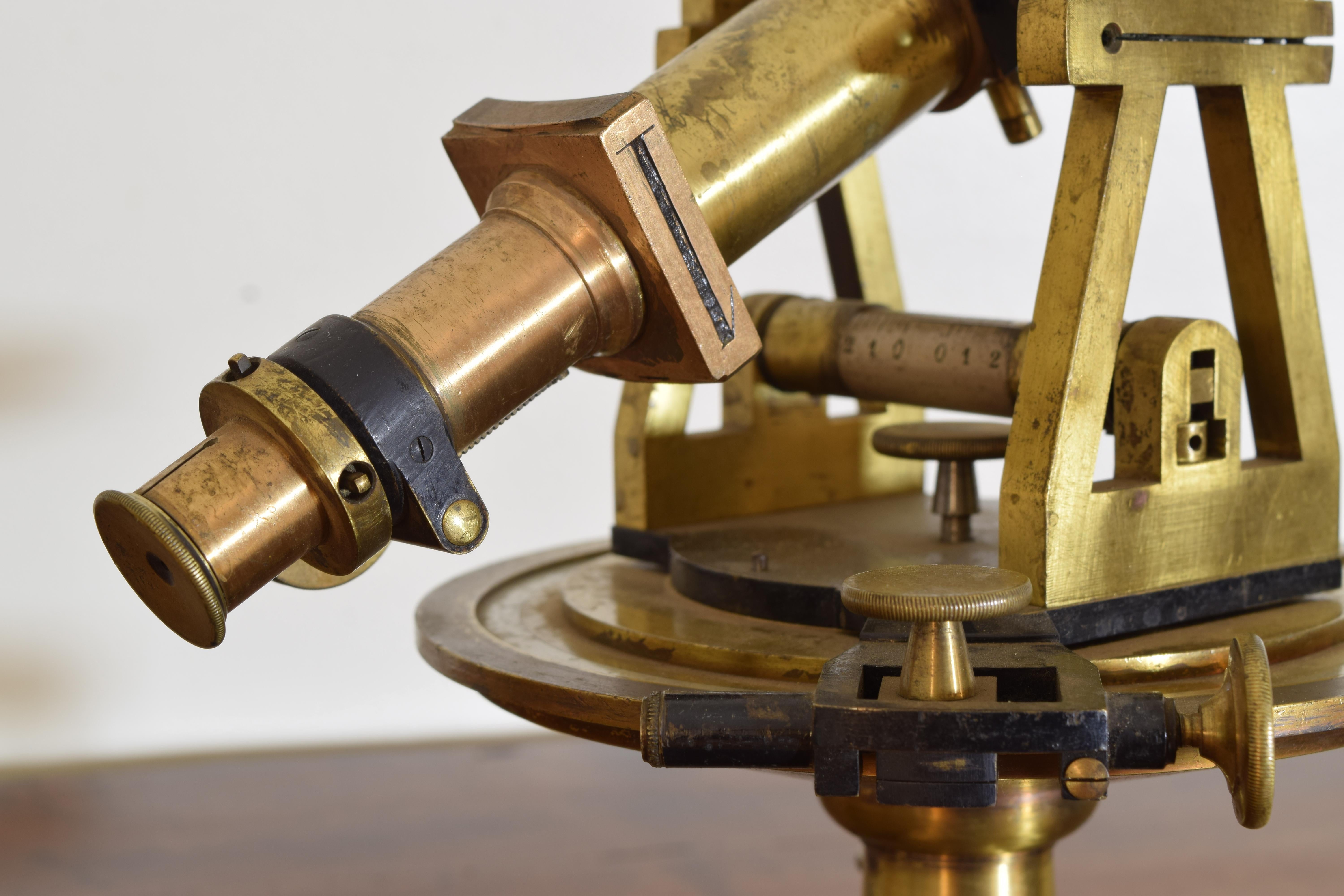 Victorian English or French Antique Brass Surveyor's Transit Theodolite, last quarter 19th For Sale