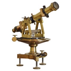 English or French Antique Brass Surveyor's Transit Theodolite, last quarter 19th