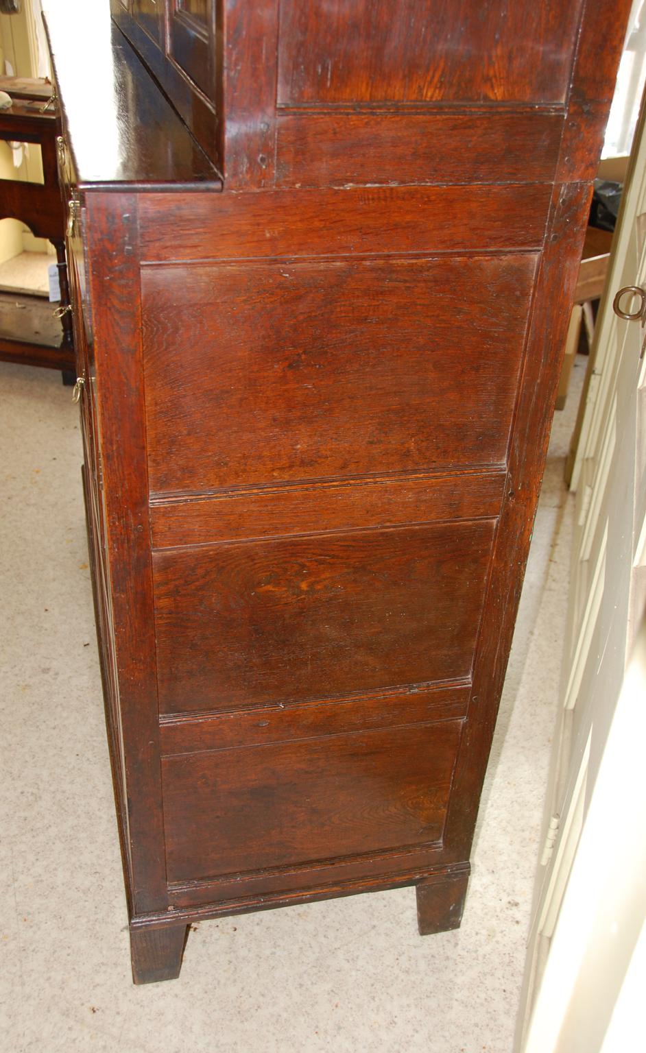 English or Welsh George III Oak Paneled Press Cupboard in Two Parts For Sale 1