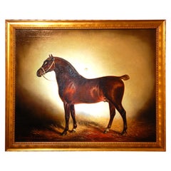 English Original Lynwood Palmer Oil Painting on Canvas "Portrait of a Horse"