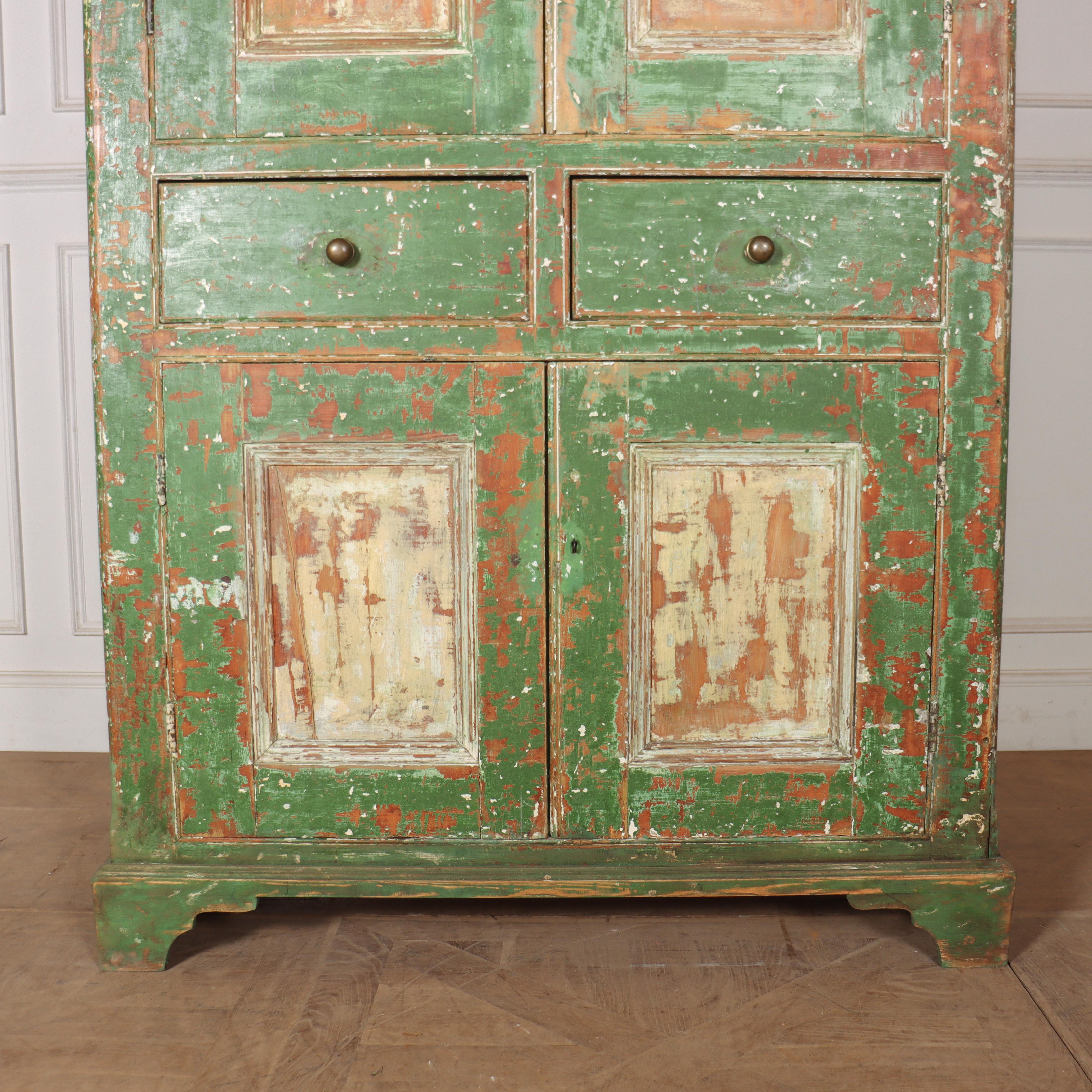 Victorian English Original Painted Cupboard For Sale