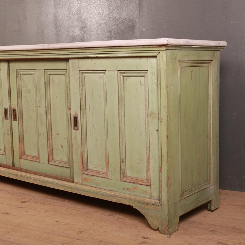 19th C original painted dresser base with 4 sliding doors. Scrubbed and bleached top. 1820

Reference: 6225

Dimensions
98 inches (249 cms) Wide
22 inches (56 cms) Deep
35.5 inches (90 cms) High