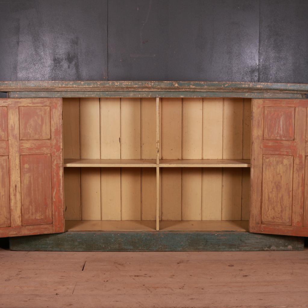 18th Century and Earlier English Original Painted Housekeepers Cupboard For Sale