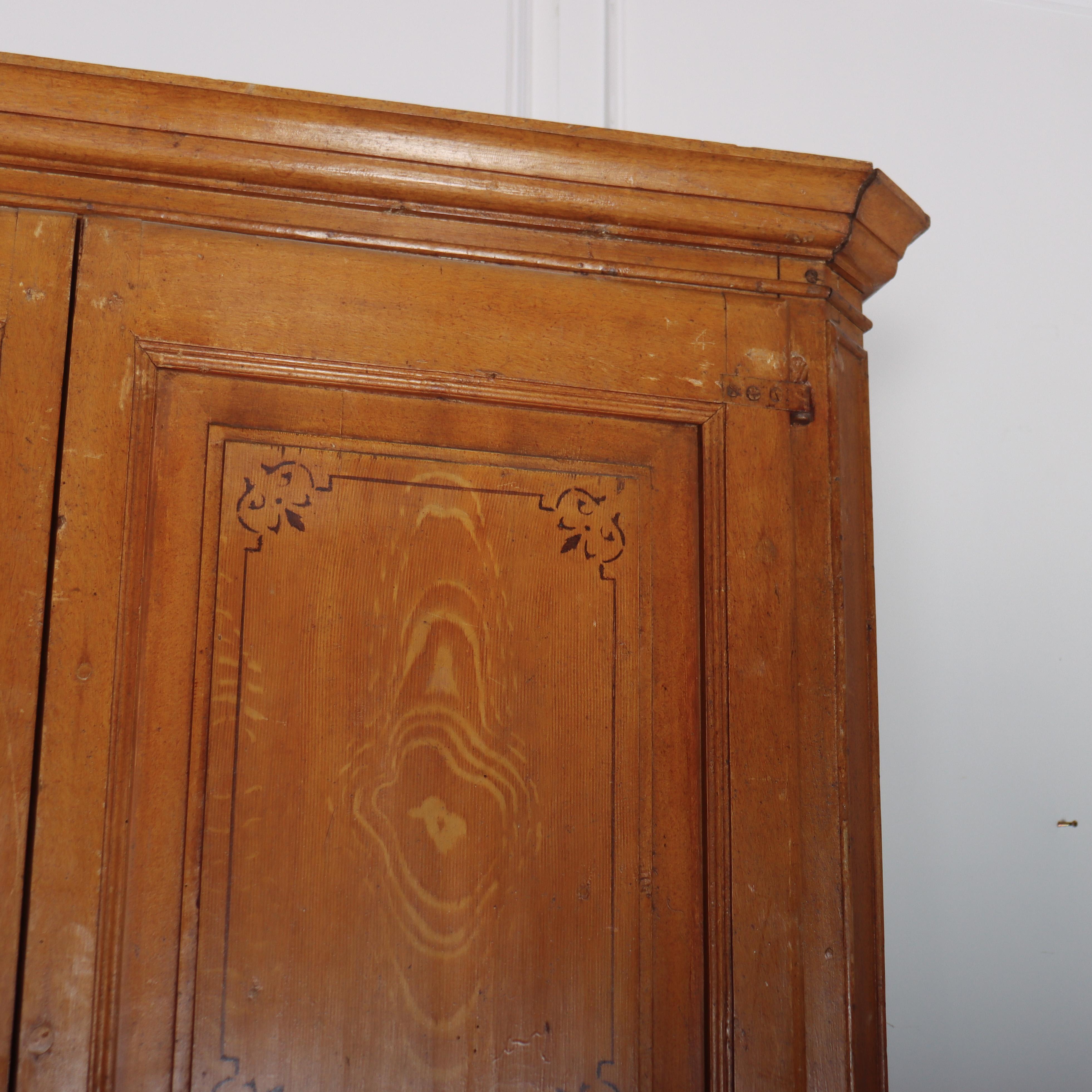 Victorian English Original Painted Linen Cupboard For Sale