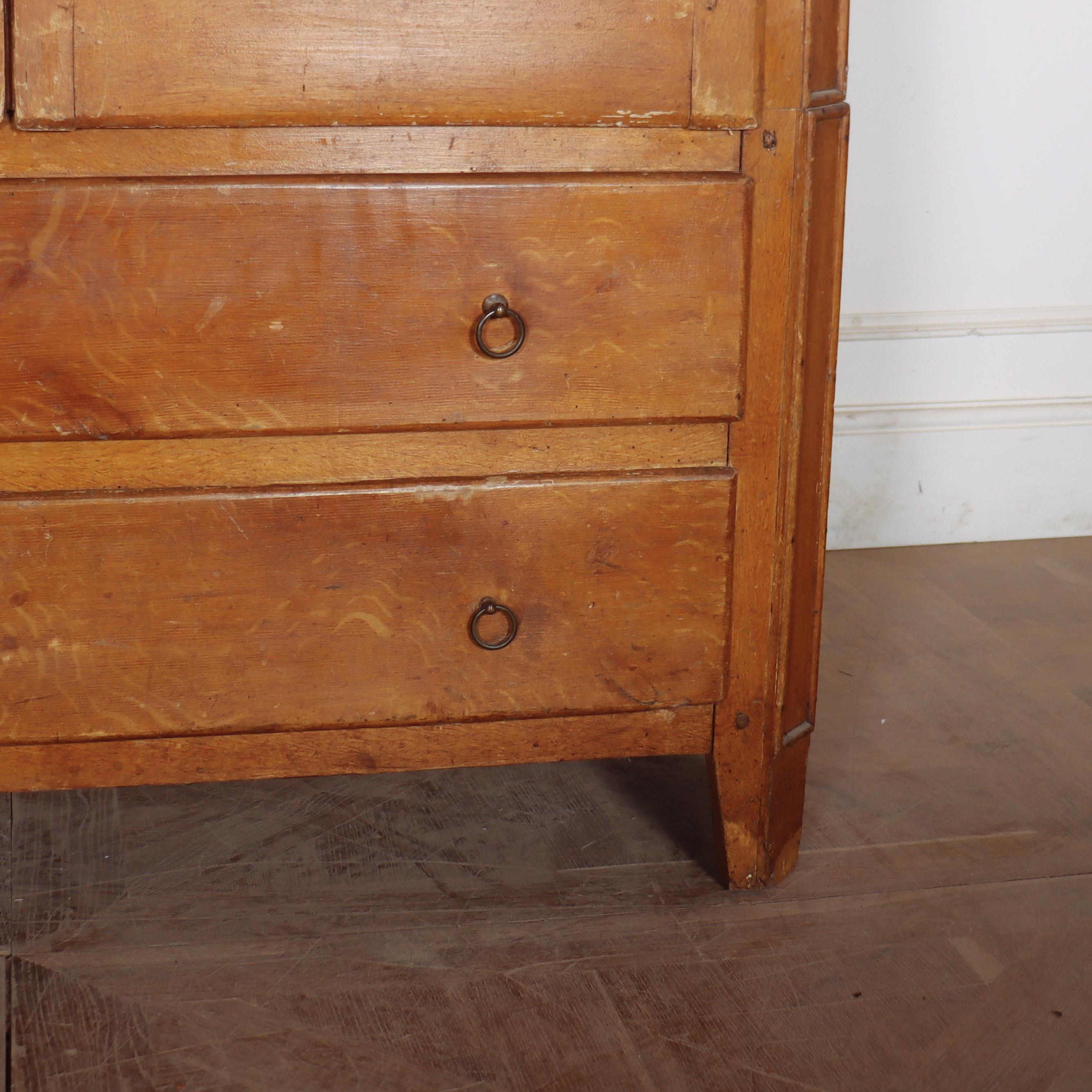 19th Century English Original Painted Linen Cupboard For Sale