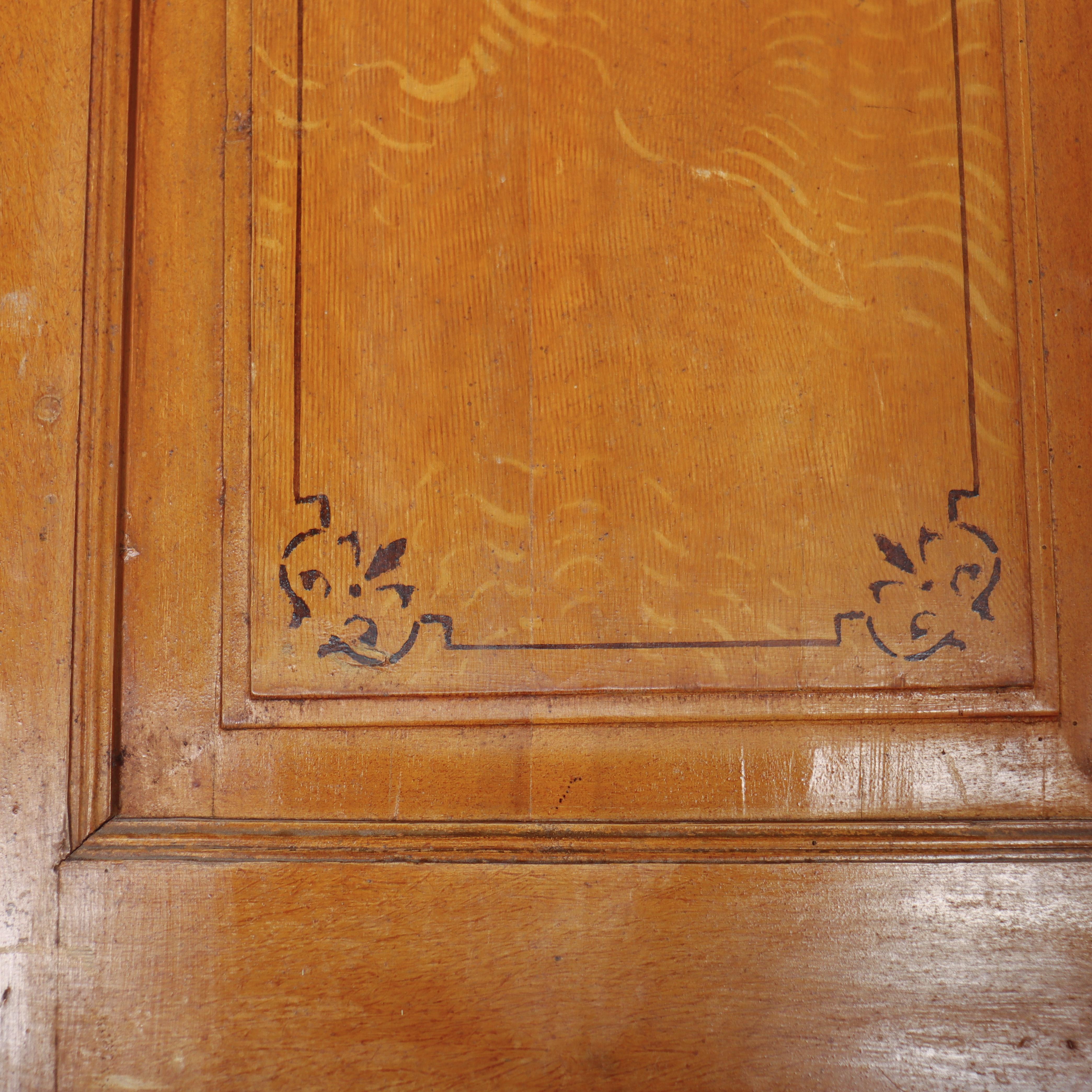 Pine English Original Painted Linen Cupboard For Sale