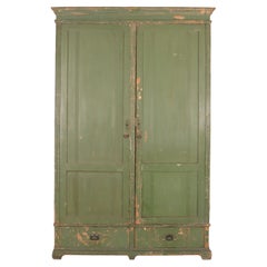 Antique English Original Painted Linen Cupboard