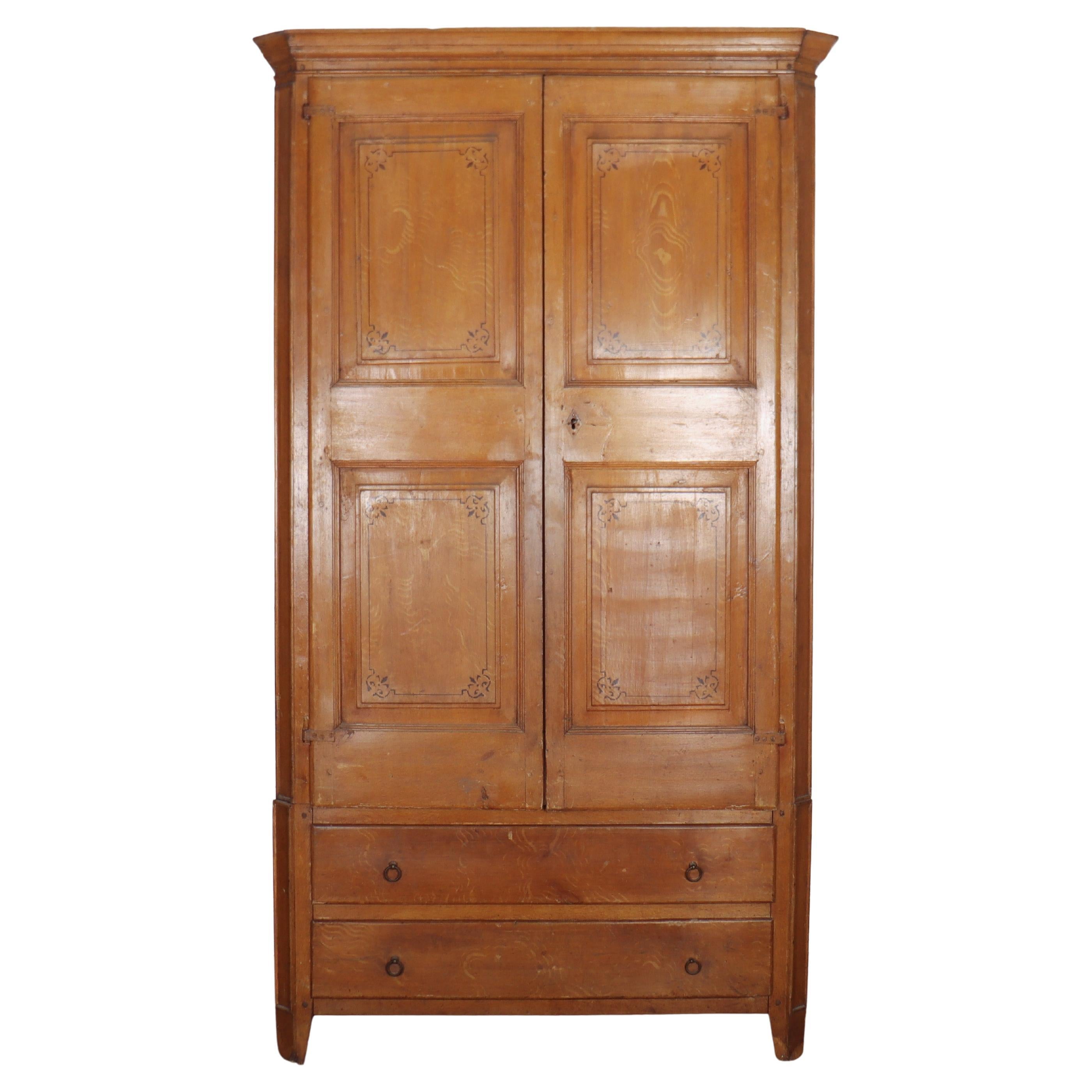 English Original Painted Linen Cupboard