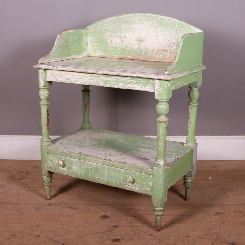 Late 19th C original painted English one drawer side table. 1880
Height to worktop - 29