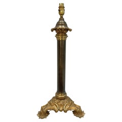 English Ormolu & Bronze Column Lamp