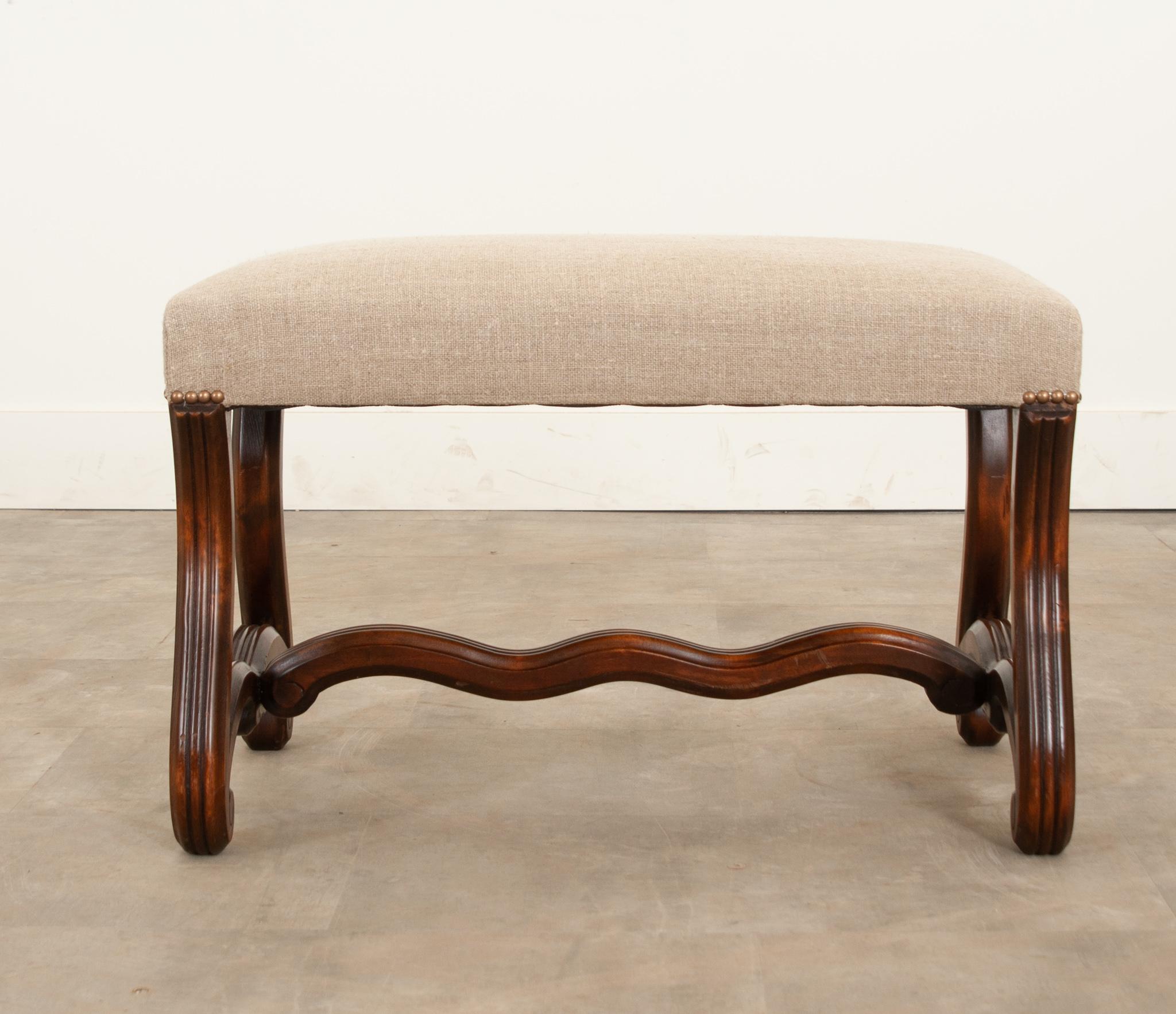 English Os De Mouton Upholstered Bench at 1stDibs