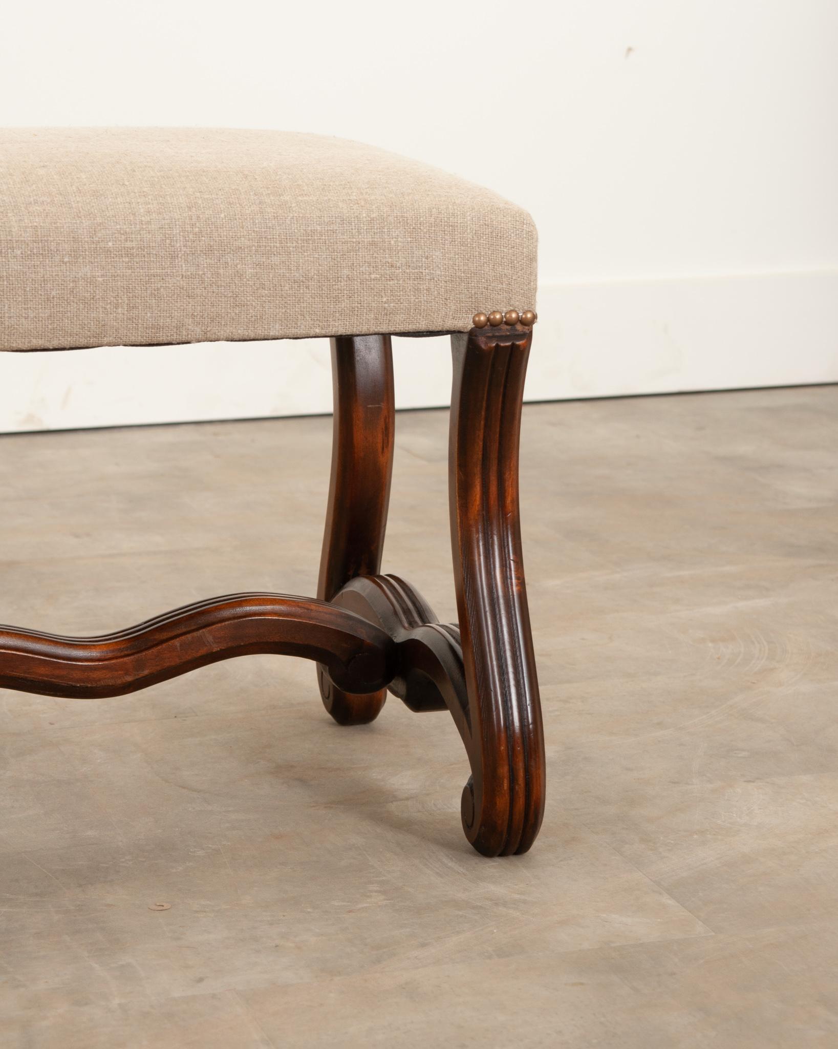 English Os De Mouton Upholstered Bench at 1stDibs
