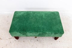 English Ottoman in Green Corduroy