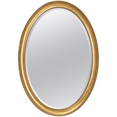 Antique English Oval Beveled Mirror in Gilt Frame (H 33 1/2 x W 23 3/4)
