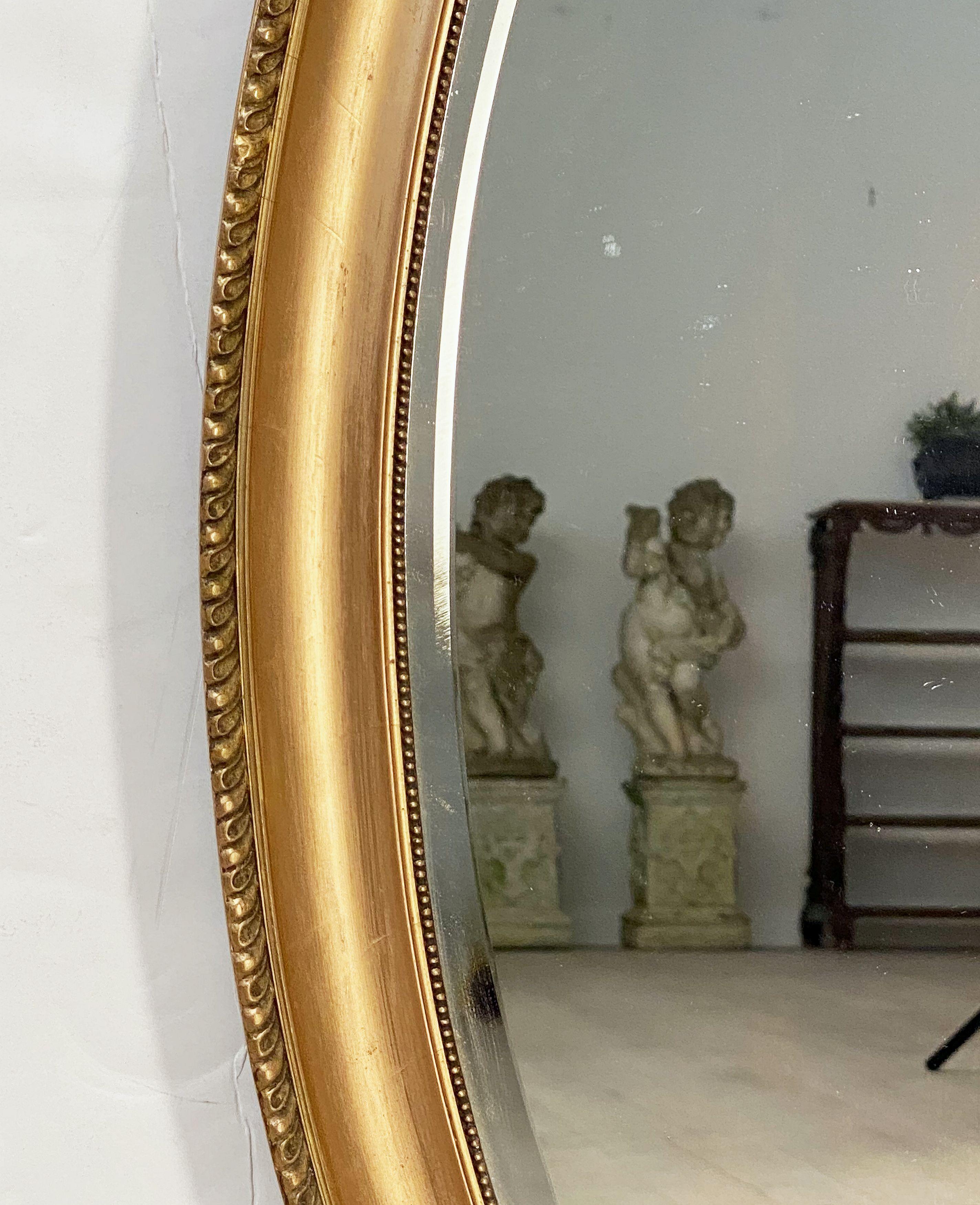 English Oval Beveled Mirror in Gilt Frame (H 33 1/2 x W 23 3/4) 1