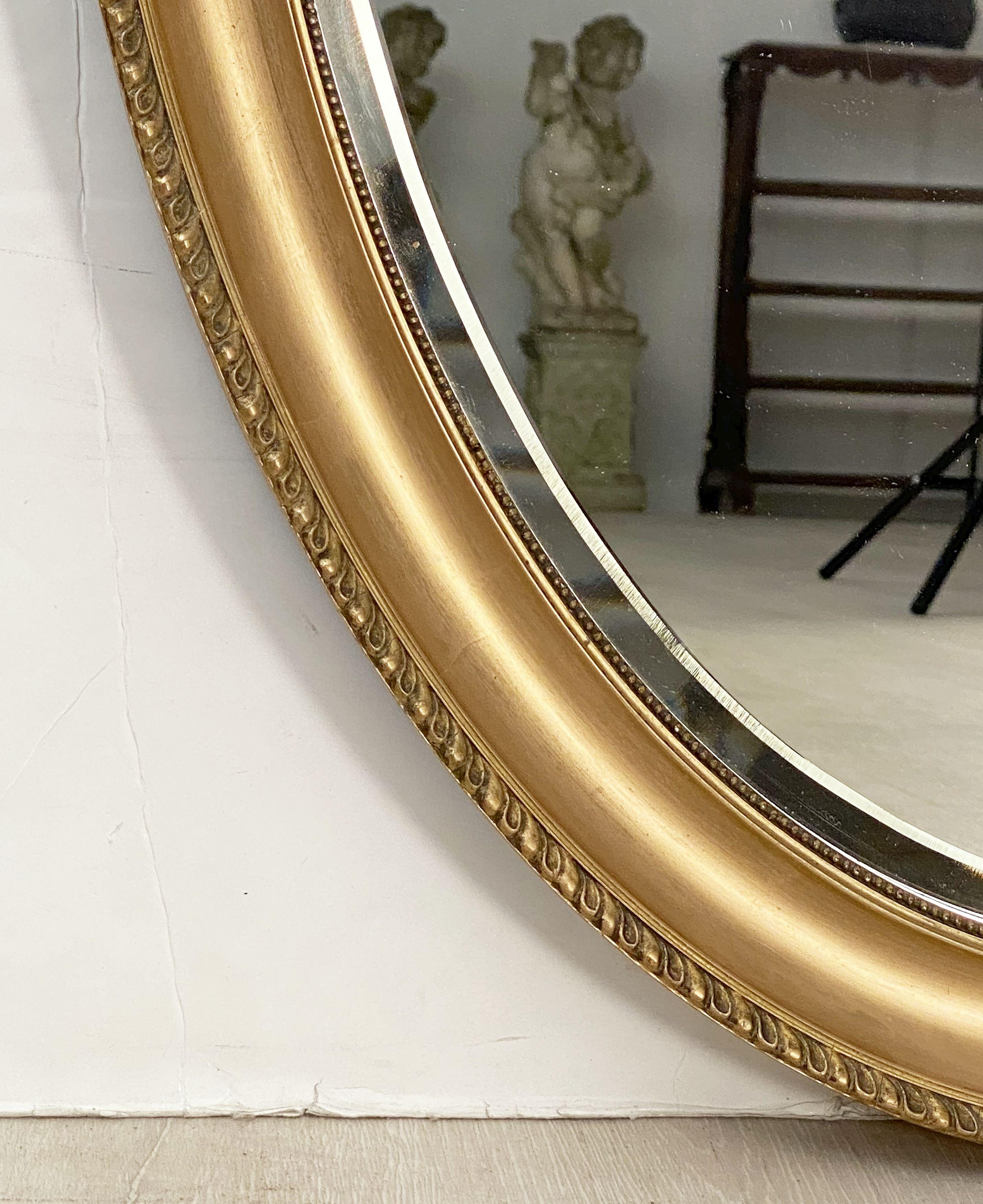 English Oval Beveled Mirror in Gilt Frame (H 33 1/2 x W 23 3/4) 2