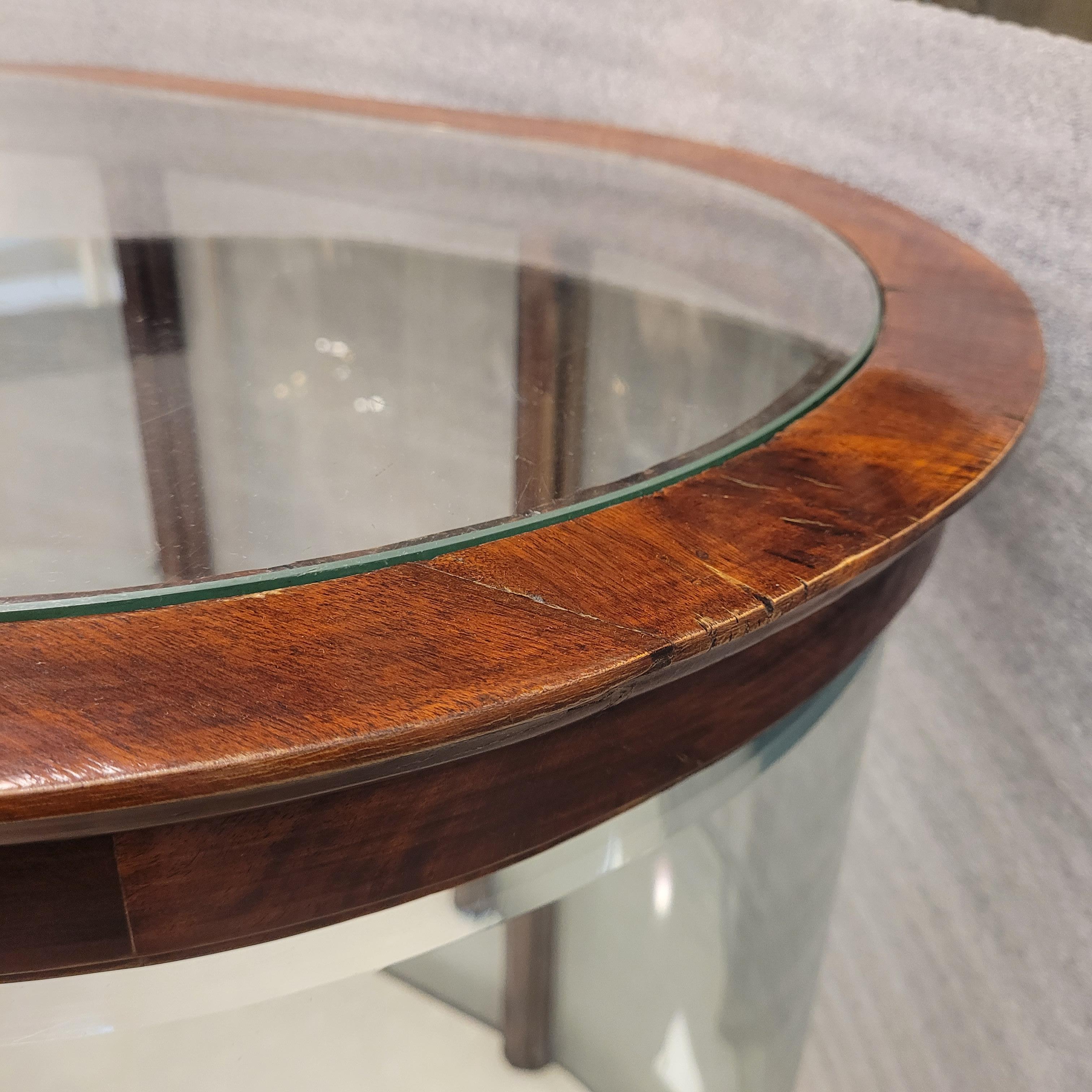 Vitrina Eduardina ovalada inglesa  vitrina de cristal de madera en venta 9