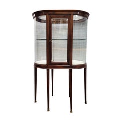Edwardian oval Vitrine  wWod crystal Display Case England