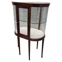 Vetrina ovale inglese Eduardina  teca in cristallo Wood
