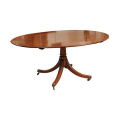 English Oval Mahogany Tilt-Top Dining Table, circa 1960