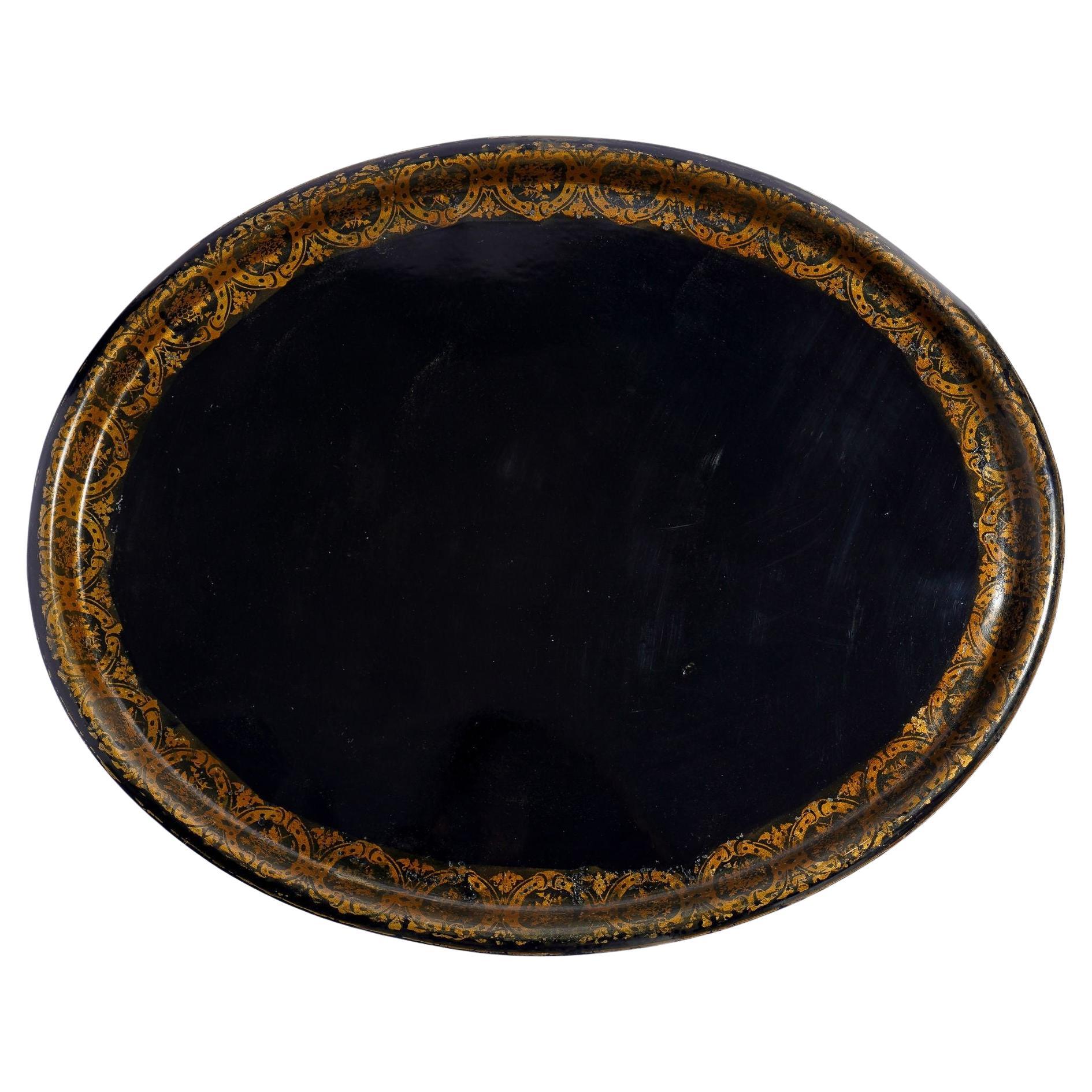 Plateau à thé anglais ovale à bord roulé, 1840-60