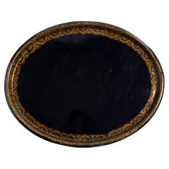 Vassoio da tè ovale inglese con bordo arrotolato, 1840-60