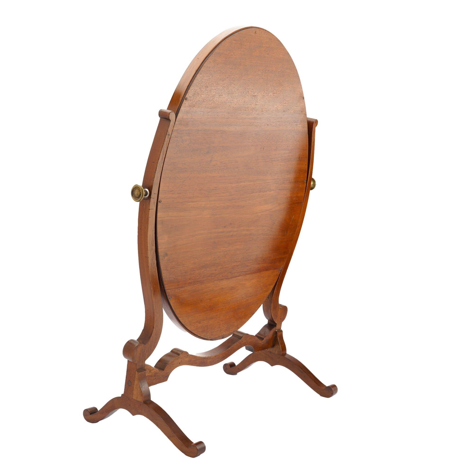 19th Century English oval swinger mirror on stand, 1800-25 For Sale