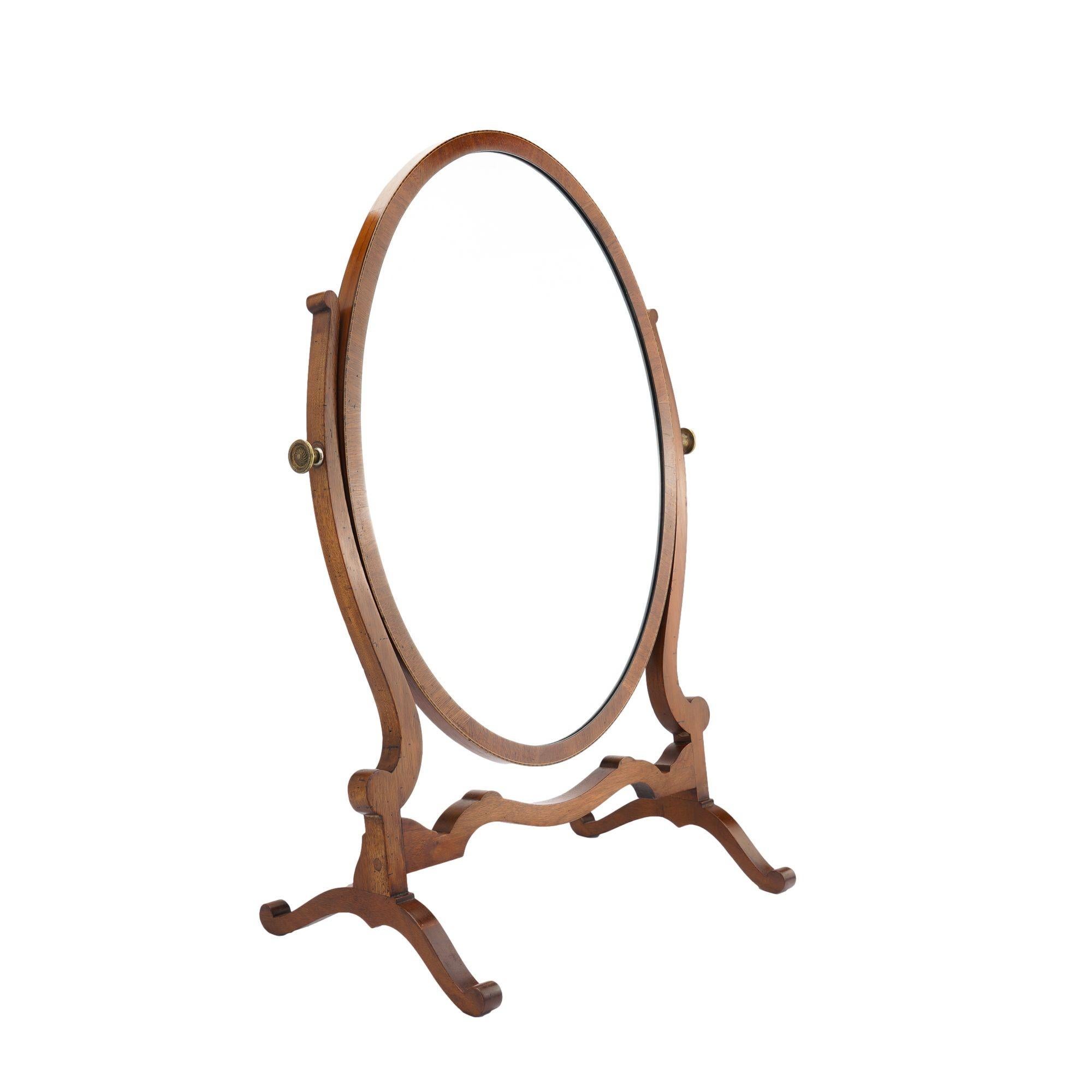 English oval swinger mirror on stand, 1800-25 For Sale 2