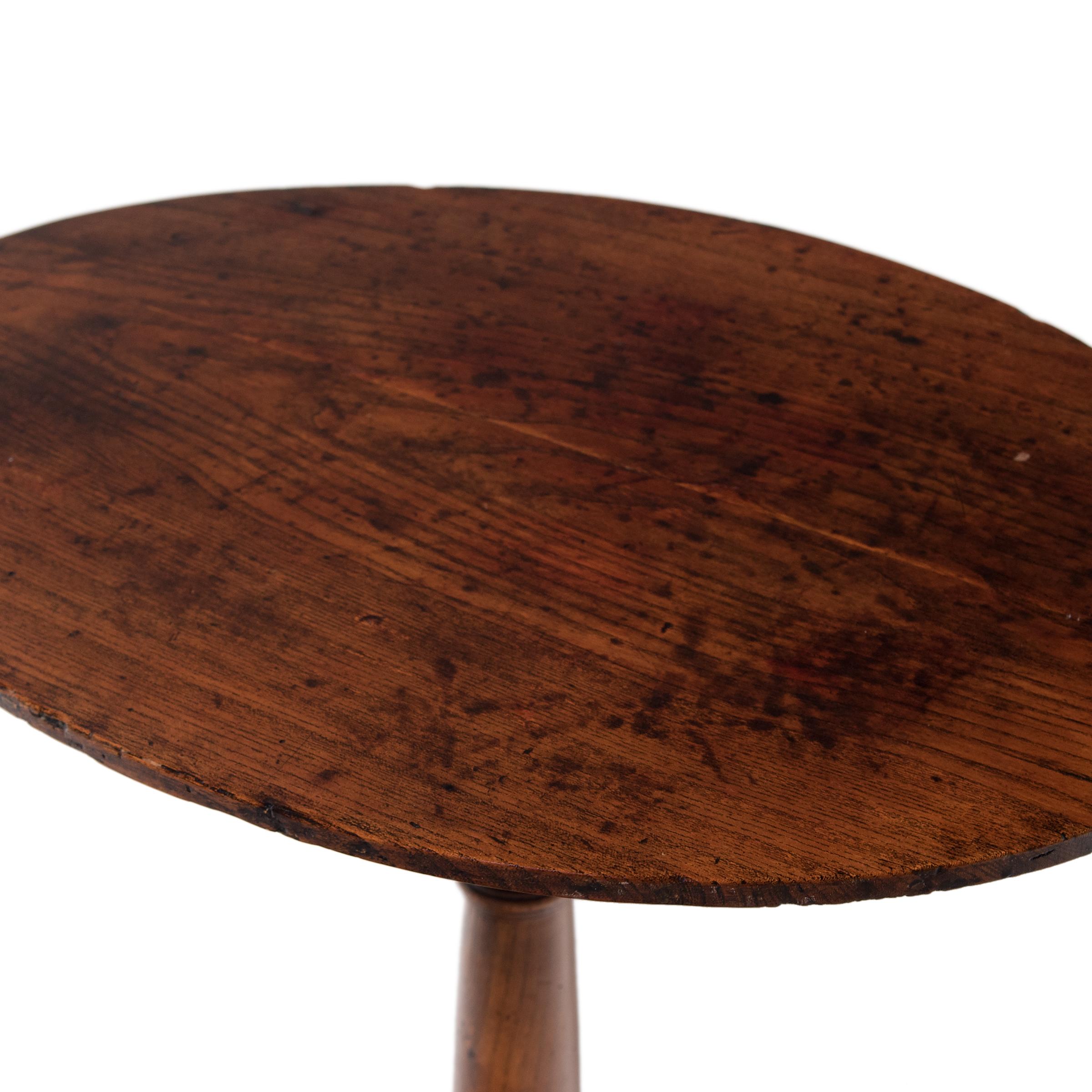Turned English Oval Top Pedestal Table, c. 1850